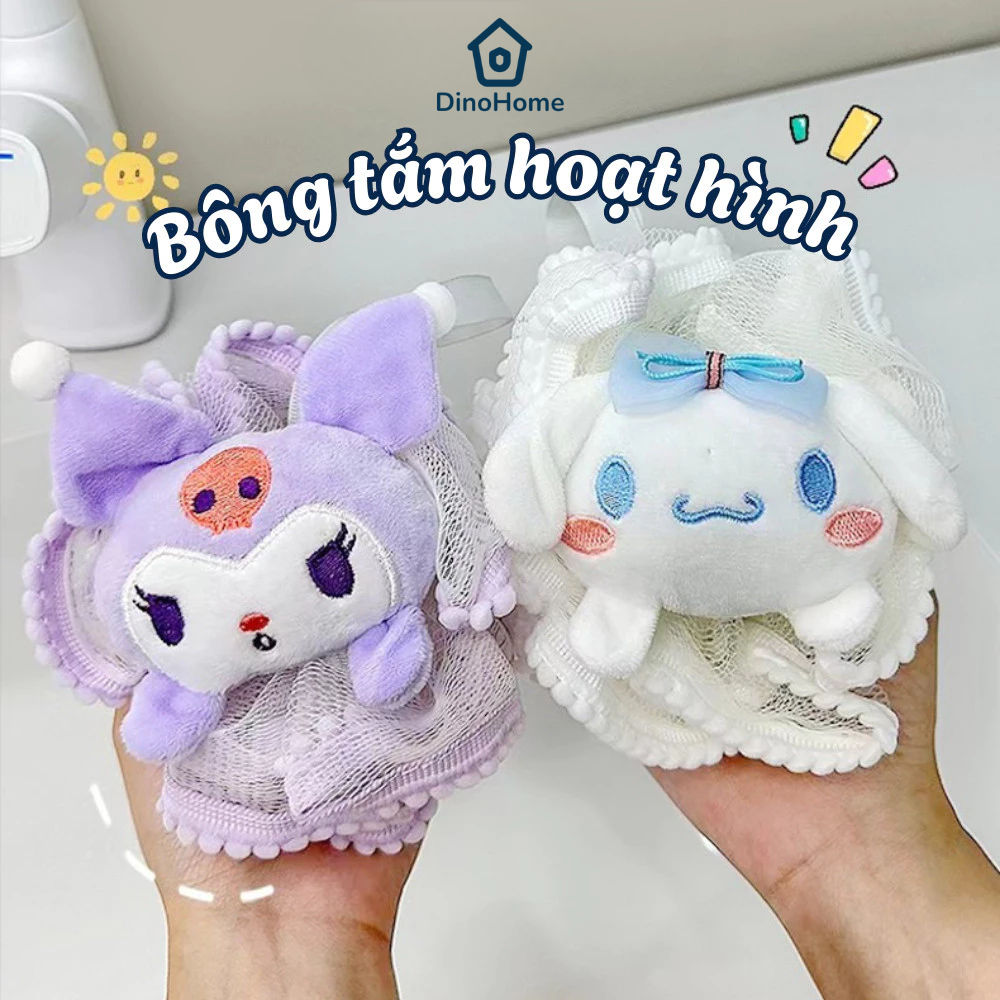 Bông Tắm Tạo Bọt Hình Thú Dễ Thương, Bông Tắm Sanrio Cao Cấp Làm Sạch Mềm Mại Kì Lưng Tẩy Da Chết