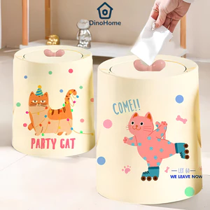 Thùng Rác 2 Lớp Có Nắp Lật Đậy Kín, Thùng Đựng Rác Hình Mèo Dễ Thương Cỡ Lớn Dung Tích 11L