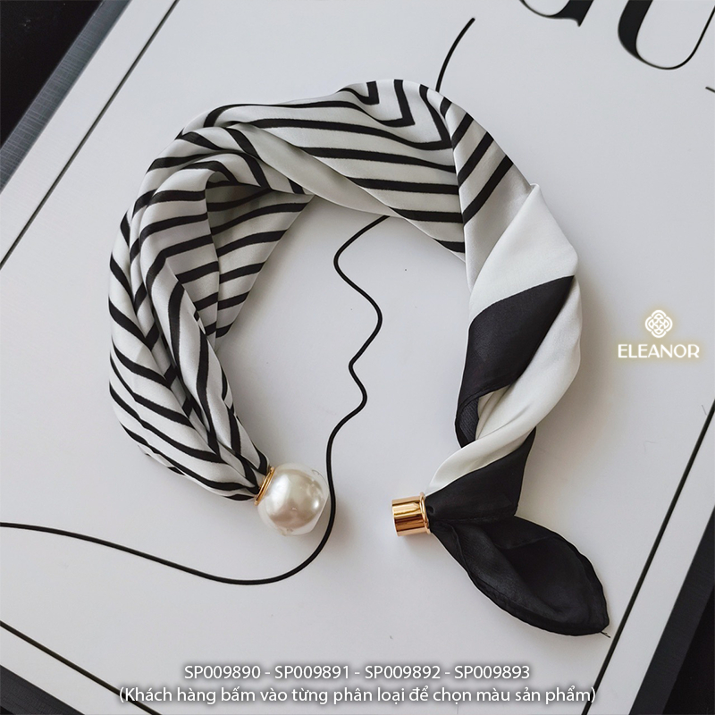Khăn quàng cổ bandana turban Eleanor Accessories đính ngọc trai nhân tạo phụ kiện thời trang 9890