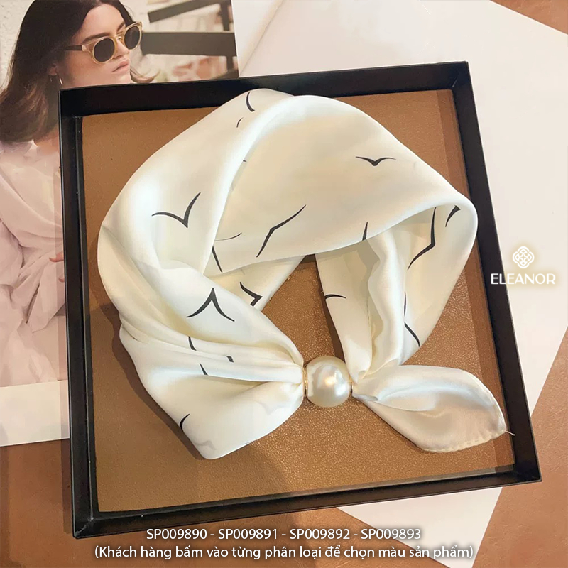 Khăn quàng cổ bandana turban Eleanor Accessories đính ngọc trai nhân tạo phụ kiện thời trang 9890