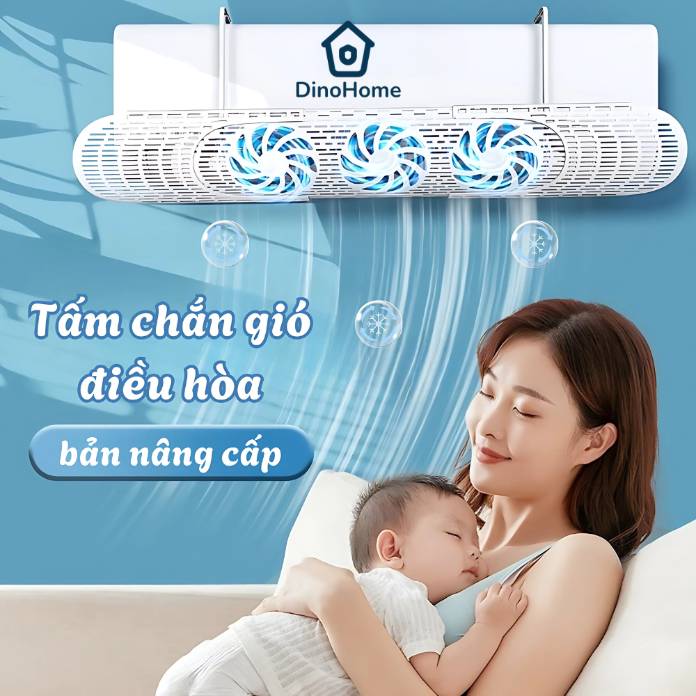 Tấm Chắn Gió Điều Hòa 2 Quạt Tản Gió 360 Độ, Tấm Chắn Gió Máy Lạnh Đảo Hướng Gió Điều Chỉnh Độ Rộng