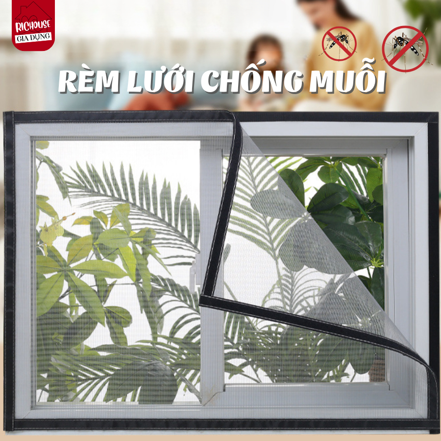 Rèm Lưới Cửa Sổ Chống Muỗi Côn Trùng Tự Dính, Màn Lưới Chắn Côn Trùng Vải Lưới Siêu Thoáng
