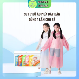 Set 7 bộ áo mưa dày dặn dùng 1 lần cho bé (gồm 7 màu)