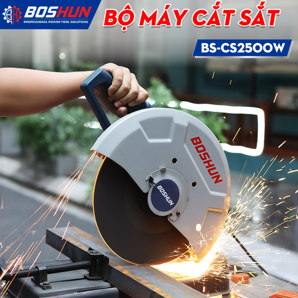 [Full Phụ Kiện] Máy Cắt Sắt Boshun BS-CS2500W Lõi Đồng, Công Suất 2500w Thiết Kế An Toàn, Tặng Lưỡi Cắt
