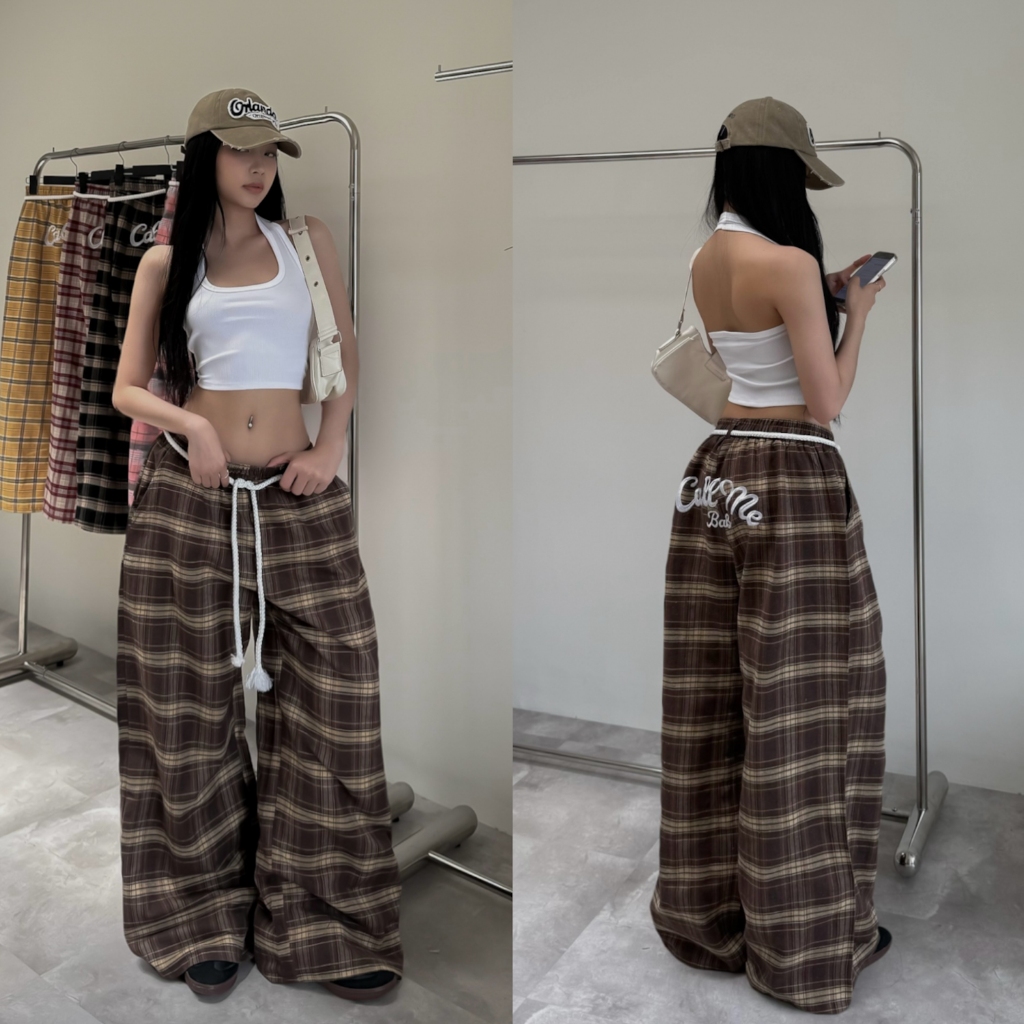 Quần Nỉ Ống rộng Thêu CALL ME BABY phối dây thừng FFCLUB