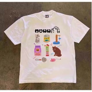 Áo Phông Cộc Tay Hè Cổ Tròn Nam Nữ Phối Họa Tiết Mèo Pate  Sành Điệu, Chất Liệu Cotton Khô Mềm Mịn