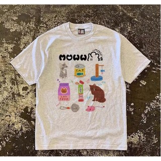 Áo Phông Cộc Tay Hè Cổ Tròn Nam Nữ Phối Họa Tiết Mèo Pate  Sành Điệu, Chất Liệu Cotton Khô Mềm Mịn