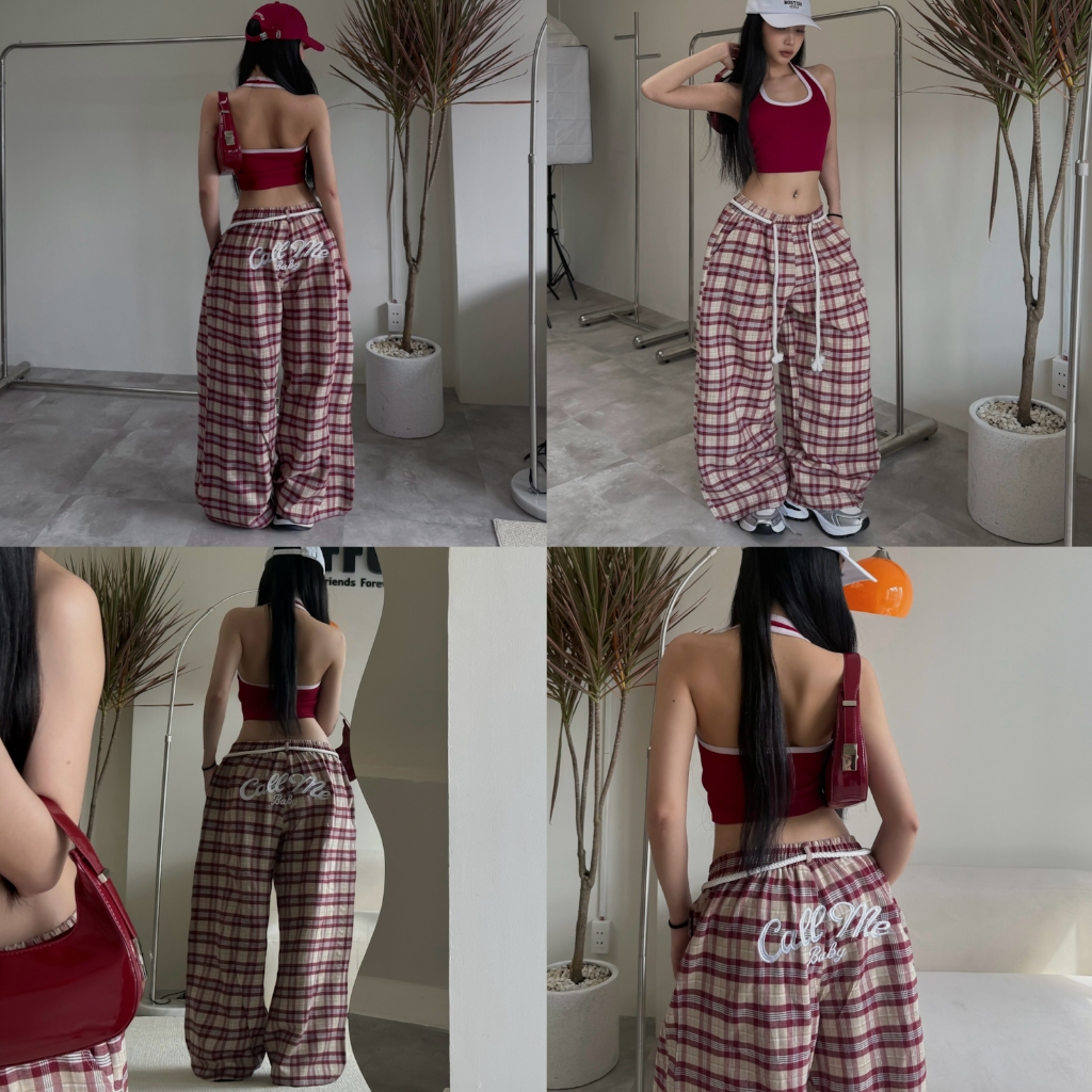 Quần Nỉ Ống rộng Thêu CALL ME BABY phối dây thừng FFCLUB