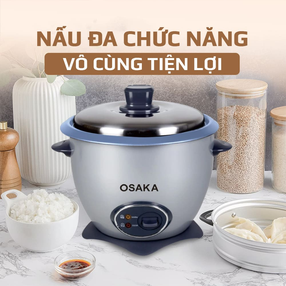 Nồi Cơm Điện Nắp Rời OSAKA RC-220R – Dung Tích 2.2L – Lòng Chống Dính – Nắp Inox 304 – Dễ Vệ Sinh