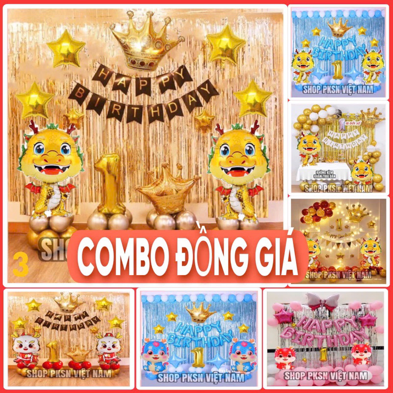 Combo Rồng Vàng cho bé Trai và Gái 2 tuổi ( tặng bơm, keo, dây ruy băng)