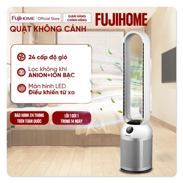 Quạt không cánh kèm lọc không khí FUJIHOME Nhập Khẩu, quạt tháp điều khiển từ xa, 24 chế độ gió không ồn gia đình
