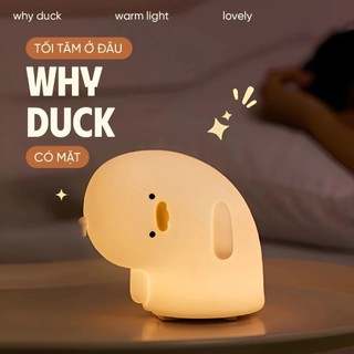 Đèn ngủ vịt vàng nghiêng đầu đèn ngủ để bàn Why Duck silicon cảm biến sạc USB