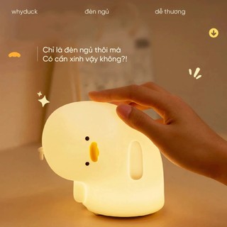 Đèn ngủ vịt vàng nghiêng đầu đèn ngủ để bàn Why Duck silicon cảm biến sạc USB