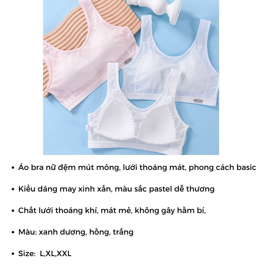 Áo lá nữ học sinh cao cấp lưới thoáng mát đệm mút ôm ngực Áo lót bra nữ tập gym thể thao LANIXA B612
