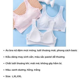 Áo lá nữ học sinh cotton lưới cao cấp thoáng mát Áo lót bra đệm mút vừa ôm ngực xinh xắn DEVARI B612