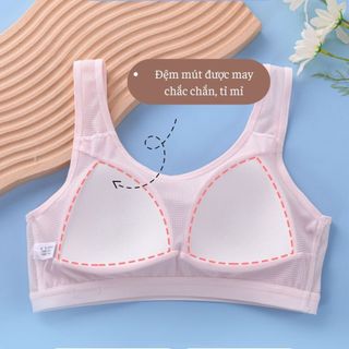 Áo lá nữ học sinh cotton lưới cao cấp thoáng mát Áo lót bra đệm mút vừa ôm ngực xinh xắn DEVARI B612
