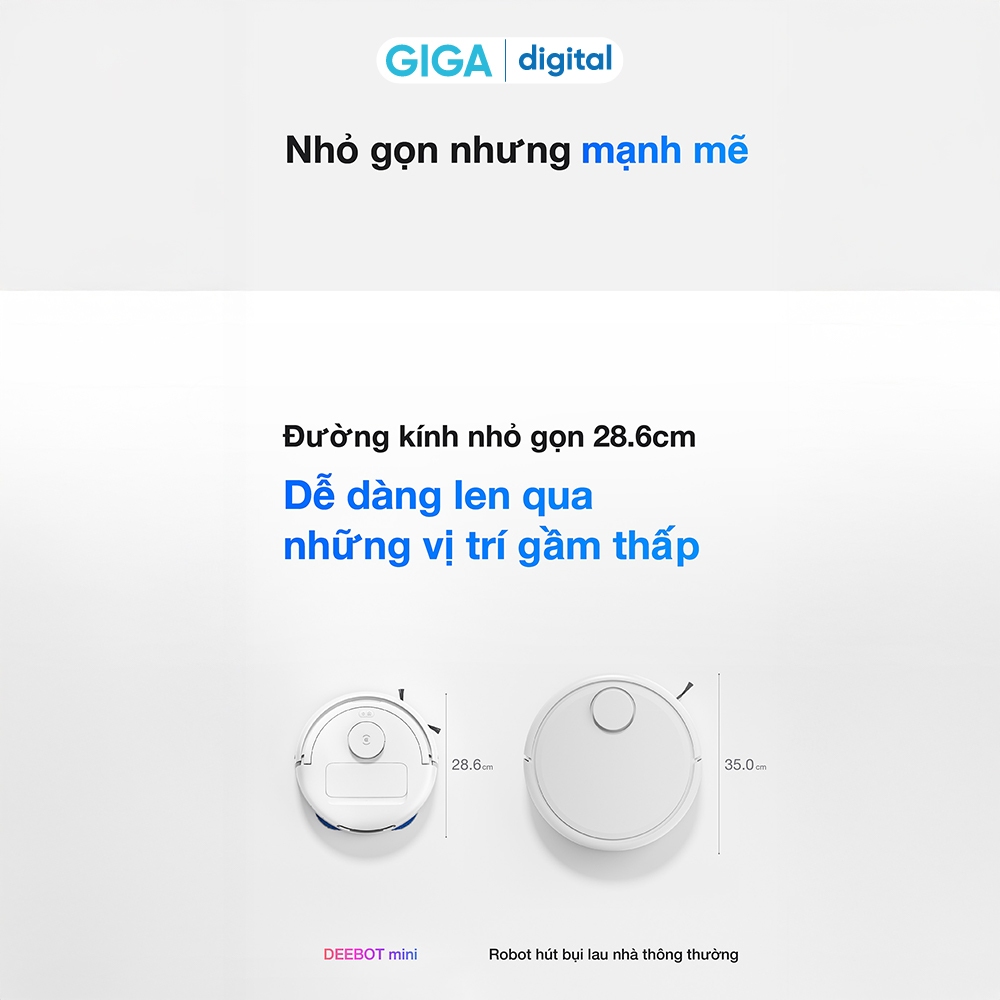Robot hút bụi lau nhà Ecovacs Deebot Mini - Lực hút 9000Pa - Dung lượng pin 3200mAh - Hoạt động 150 phút
