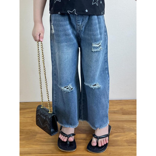 order quảng châu-áo yếm sexy phối quần jeans xuông rách cho bé