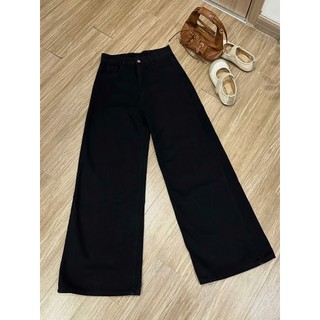 Quần Jean Denim Suông Ống Rộng Màu Đen Basic 247store Dễ Mặc, Dễ Mix Ống 33cm