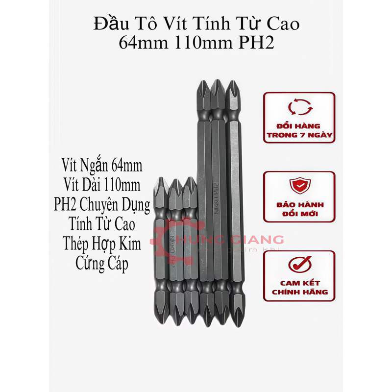 10 Mũi Bắn Vít, Đầu Bắn Vít Nikko 2 Đầu Từ Tính Cao, Cứng Cáp Dùng Cho Máy Khoan Cá