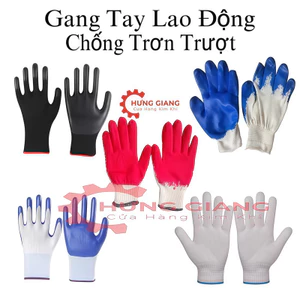 Sỉ 50 Đôi Gang Tay Xanh, Gang Sợi Len, Sơn Đỏ, Sơn Phủ Cao Su CHỐNG TĨNH ĐIỆN, CHỐNG TRƠN, CHỐNG TRƯỢT LOẠI ĐẸP