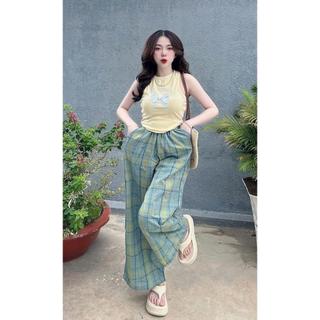 S131-[XẢ KHO] Set áo in nơ phối quần suông ống rộng size từ 9-34Kg