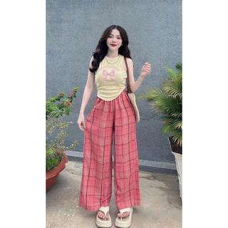 S131-[XẢ KHO] Set áo in nơ phối quần suông ống rộng size từ 9-34Kg