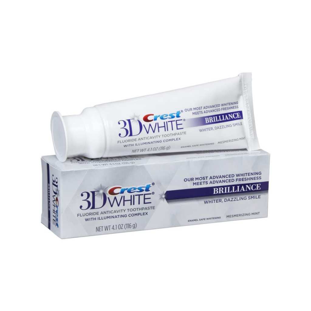 Kem Đánh Răng CREST 3D WHITE BRILLANCE 90G Vị Bạc Hà Làm Sạch 95% Vêt ố Bề Ngoài