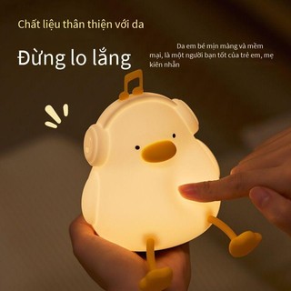 Đèn ngủ vịt vàng nghe nhạc đèn ngủ để bàn vịt dễ thương cute silicon vảm biến cắm sạc USB
