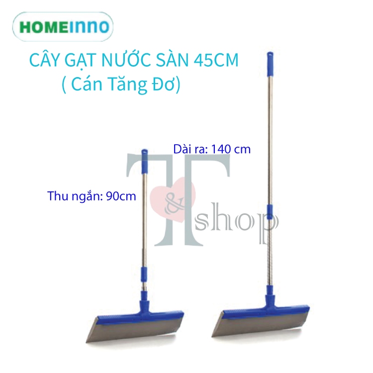 [HỎA TỐC] Cây Gạt Nước, Gạt Sàn Nhà Lưỡi Eva 43cm Homeinno Cán Tăng Đơ Thu Ngắn 90 cm - Kéo Dài 1m4