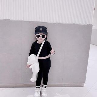 S111-[BÉ DƯỚI 1M3] Set áo croptop phối quần leggin dài bé gái vải Zip cotton siêu cưng -  Size 6-30Kg