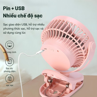 Quạt mini sạc điện 30000 MAH quạt kẹp,A6 Quạt máy tính để bàn,Điều chỉnh tốc độ 4 tốc độ xoay 720°