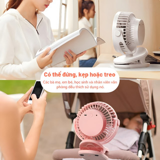 Quạt mini sạc điện 30000 MAH quạt kẹp,A6 Quạt máy tính để bàn,Điều chỉnh tốc độ 4 tốc độ xoay 720°