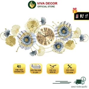 Đồng Hồ Treo Tường Trang Trí Hoa Lá THẾ HỆ MỚI Nghệ Thuật Kim Trôi Lianzhang JJT VIVA DECOR V2911