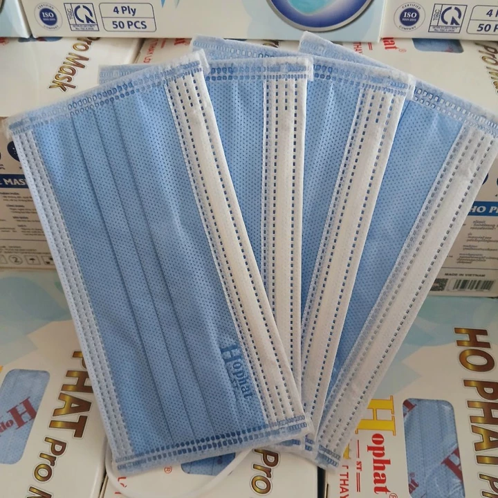 Hộp 50 cái khẩu trang y tế 4 lớp kháng khuẩn, chống bụi tốt, khẩu trang 4 lớp, màu xanh