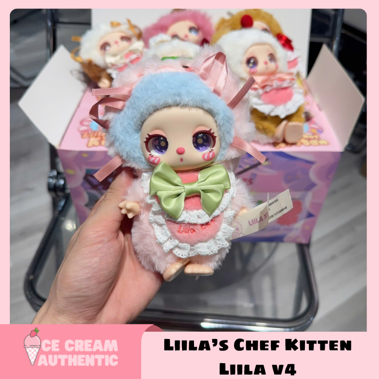 [Hoả tốc Ho Chí Minh] Blind box móc khóa gấu bông Lila Lucky Cat V4 Lila Chef Kitten | ice.cream.authentic