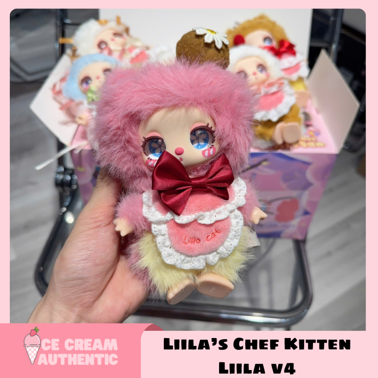 [Hoả tốc Ho Chí Minh] Blind box móc khóa gấu bông Lila Lucky Cat V4 Lila Chef Kitten | ice.cream.authentic