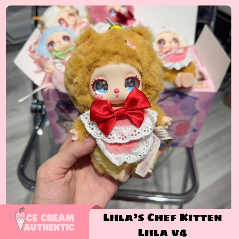 [Hoả tốc Ho Chí Minh] Blind box móc khóa gấu bông Lila Lucky Cat V4 Lila Chef Kitten | ice.cream.authentic