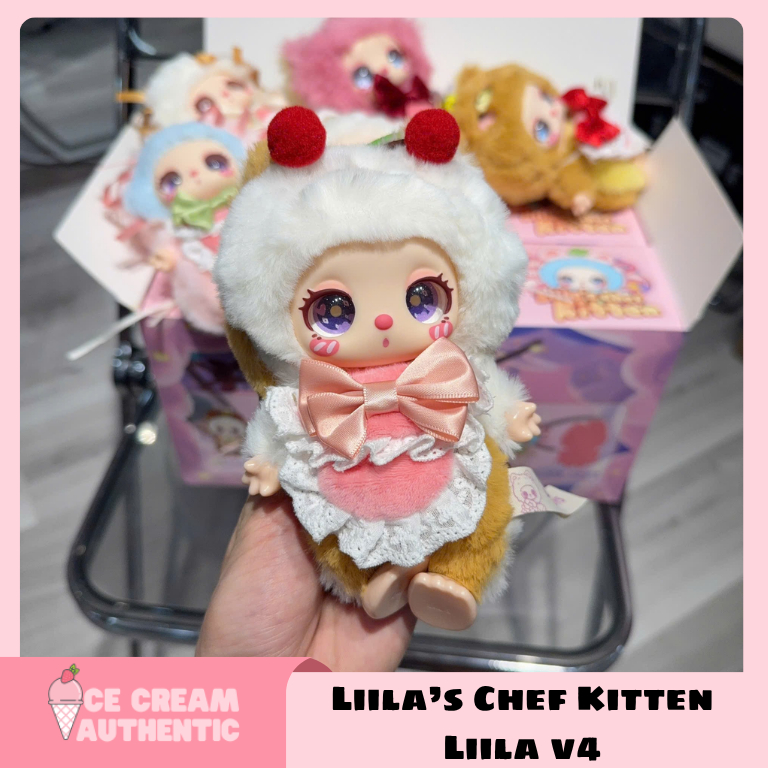 [Hoả tốc Ho Chí Minh] Blind box móc khóa gấu bông Lila Lucky Cat V4 Lila Chef Kitten | ice.cream.authentic
