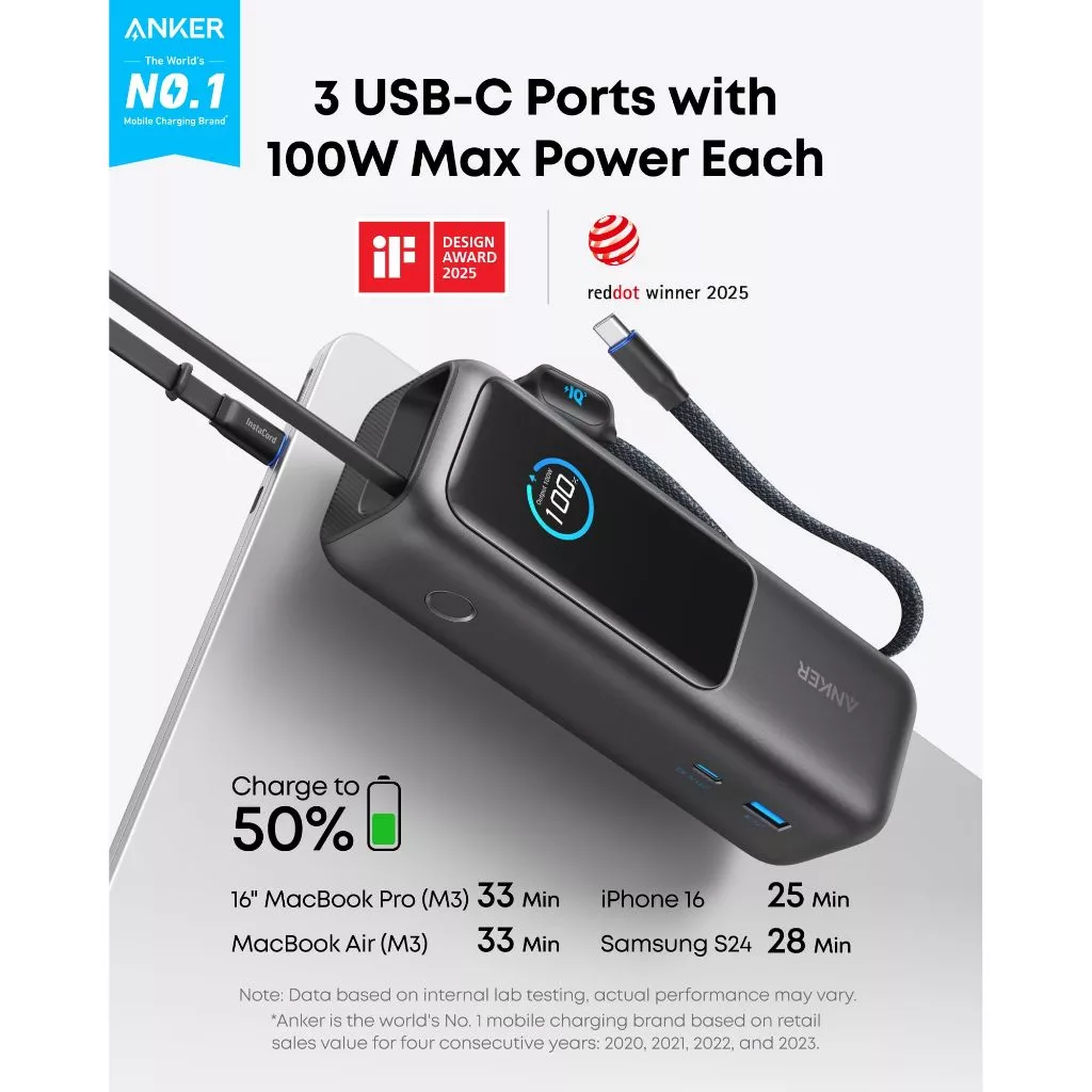 Công suất 100W và cáp tích hợp