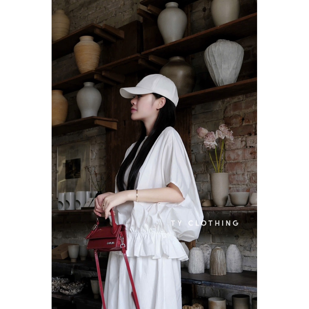 Set Thô Bo Chun Eo - Hàng Thiết Kế - Màu Trắng - TYCLOTHING