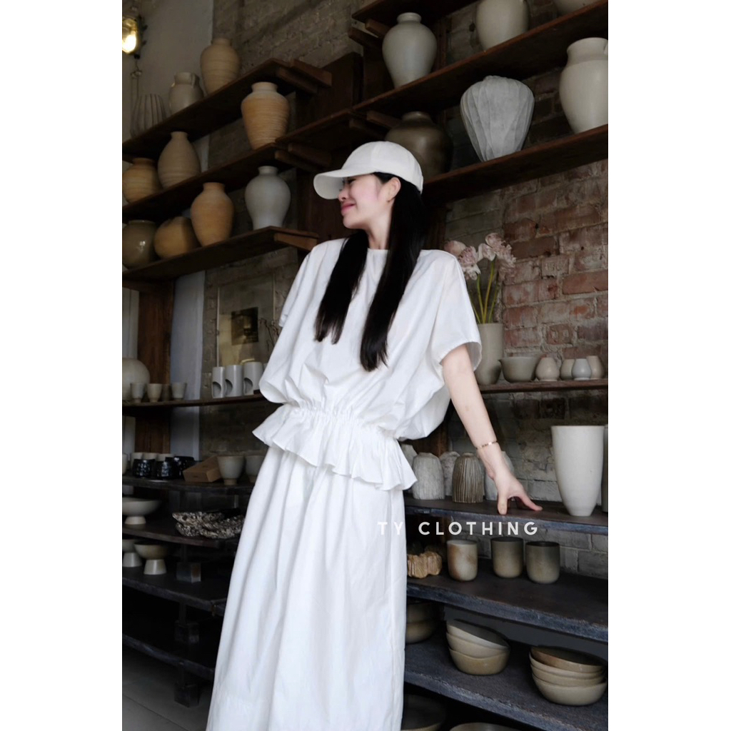 Set Thô Bo Chun Eo - Hàng Thiết Kế - Màu Trắng - TYCLOTHING