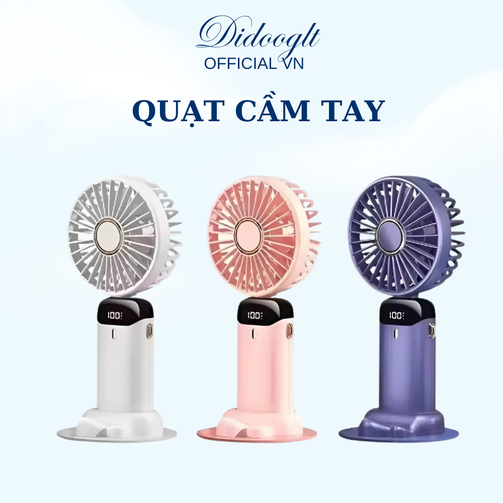 Quạt cầm tay mini gấp gọn 5 cấp độ Didooglt sạc pin tiện dụng, tích điện nhỏ gọn, dễ mang đi