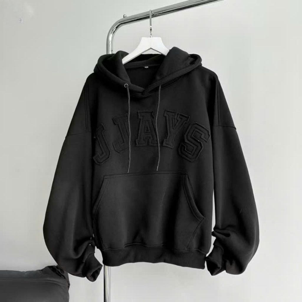 HOODIE BOXY Áo khoác hoodie thêu đắp vải JJAYS form rộng mũ to nam nữ unisex SIZE 35-80KG SSL