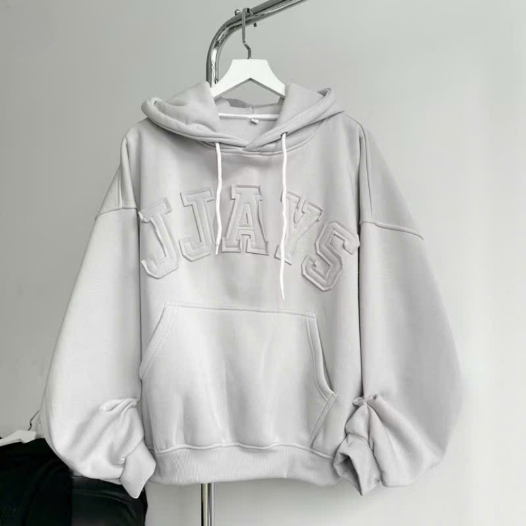 HOODIE BOXY Áo khoác hoodie thêu đắp vải JJAYS form rộng mũ to nam nữ unisex SIZE 35-80KG SSL