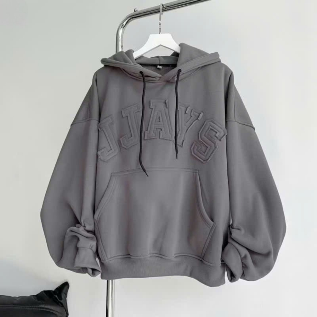 HOODIE BOXY Áo khoác hoodie thêu đắp vải JJAYS form rộng mũ to nam nữ unisex SIZE 35-80KG SSL