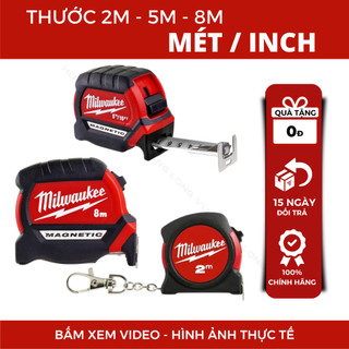 Thước dây cao cấp Milwaukee Mỹ, thước cuộn đo 2m 5m 8m nhỏ gọn dễ sử dụng cầm tay có nam châm