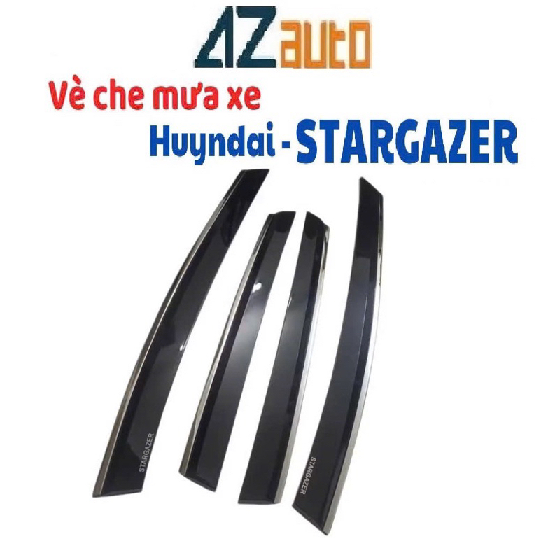 Vè che mưa xe Huyndai Stargazer chỉ inox, Nhựa đen ABS hàng cao cấp