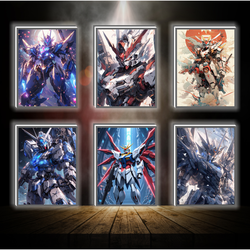 Tranh đèn led 3D đổi màu GUNDAM - Tranh đèn led 3D GUNDAM trang trí bàn làm việc, đèn ngủ
