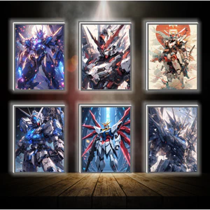 Tranh đèn led 3D đổi màu GUNDAM - Tranh đèn led 3D GUNDAM trang trí bàn làm việc, đèn ngủ